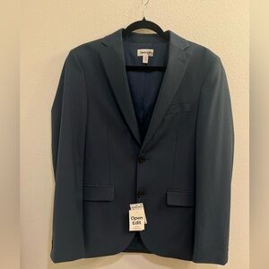 NWT Open Edit Blue Solid 4 Way Stretch Slim Fit Blazer Jacket Size 38R